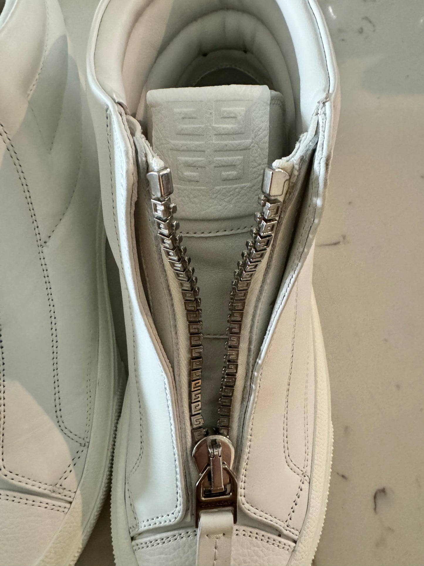 GIVENCHY - Women's City High Front 4G Zip High Top Sneakers White Size: 36.5 (New)