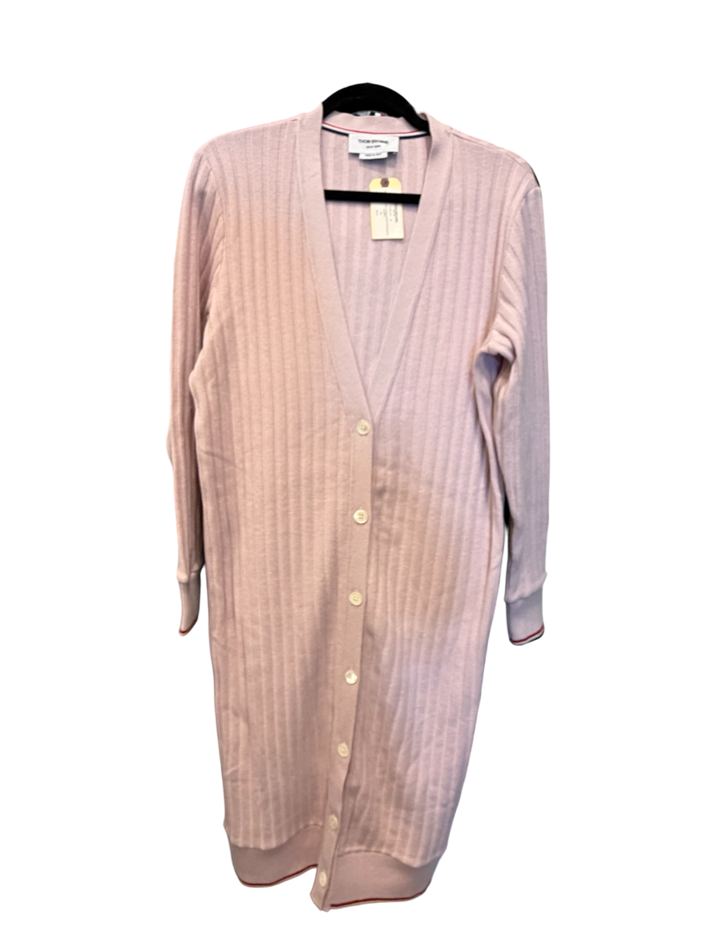 Thom Browne Pink 100% Cashmere Longline Cardigan Size 42 NWT