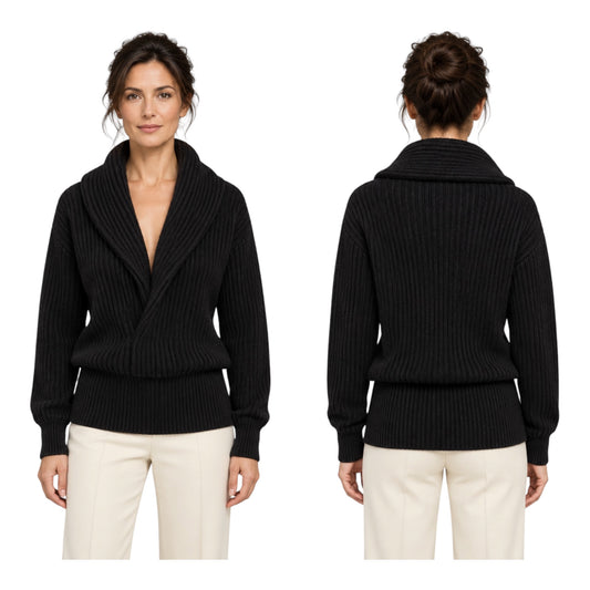 Dolce & Gabbana Black Cashmere Shawl Collar Sweater | Size 48 / US 12 | NWT | $1870