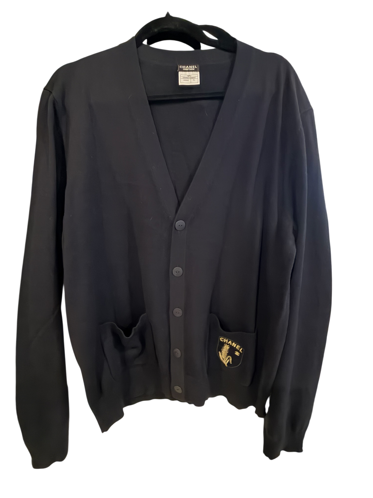 CHANEL Uniform Black Cardigan Size: XL