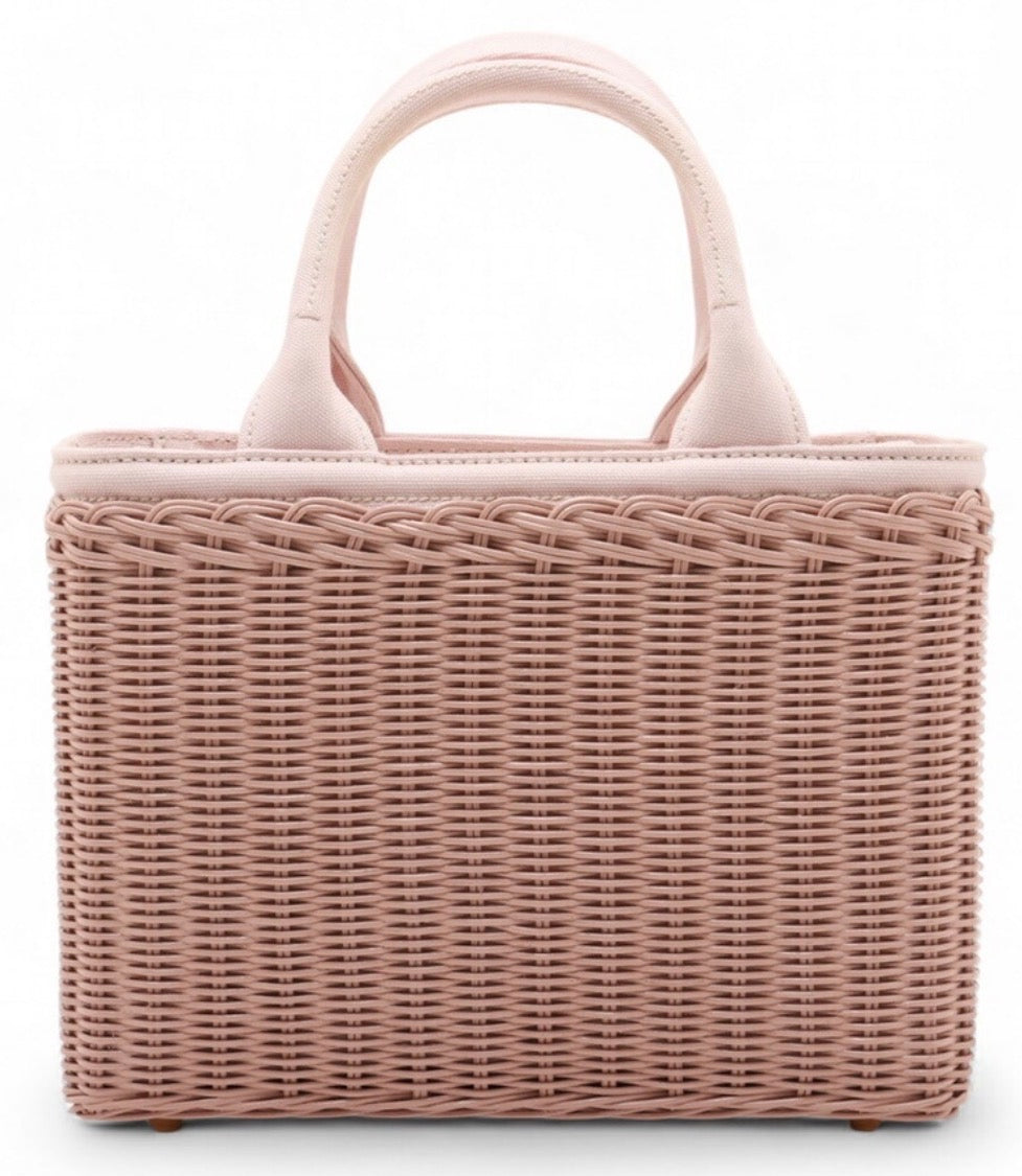 Prada Pink Wicker Tote Bag with Shoulder Strap | Brand New with COA & Prada Card