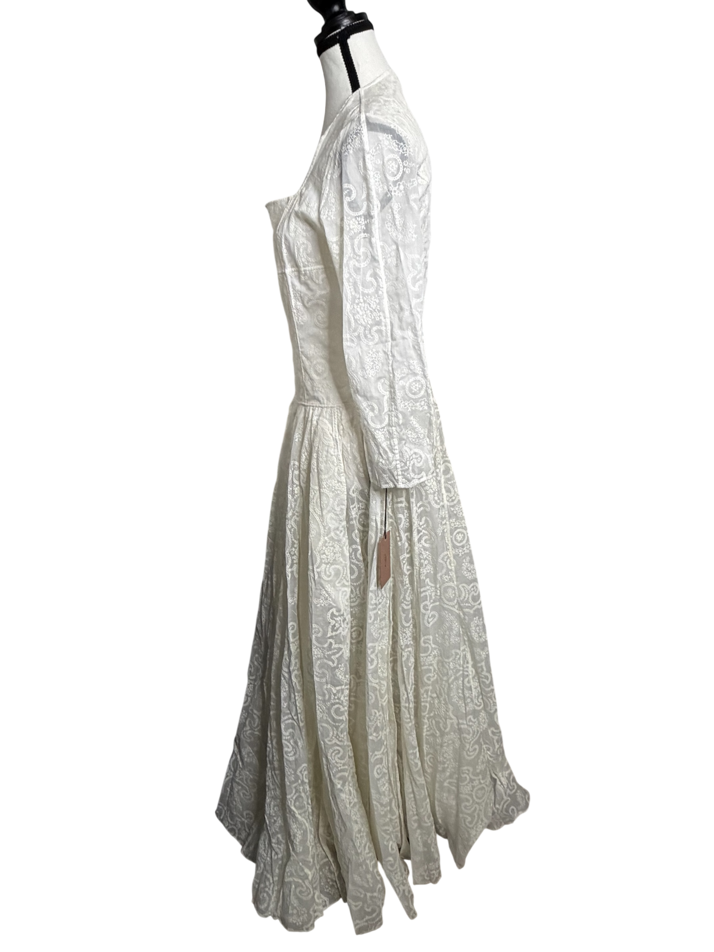 Alaïa White Embroidered Voile Paisley Maxi Dress IT 42 (US 6–8) NWT – Made in Italy