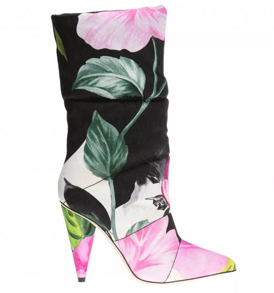 JIMMY CHOO X Off-White Sara 100 floral brocade padded boots Size: 37.5 (New)