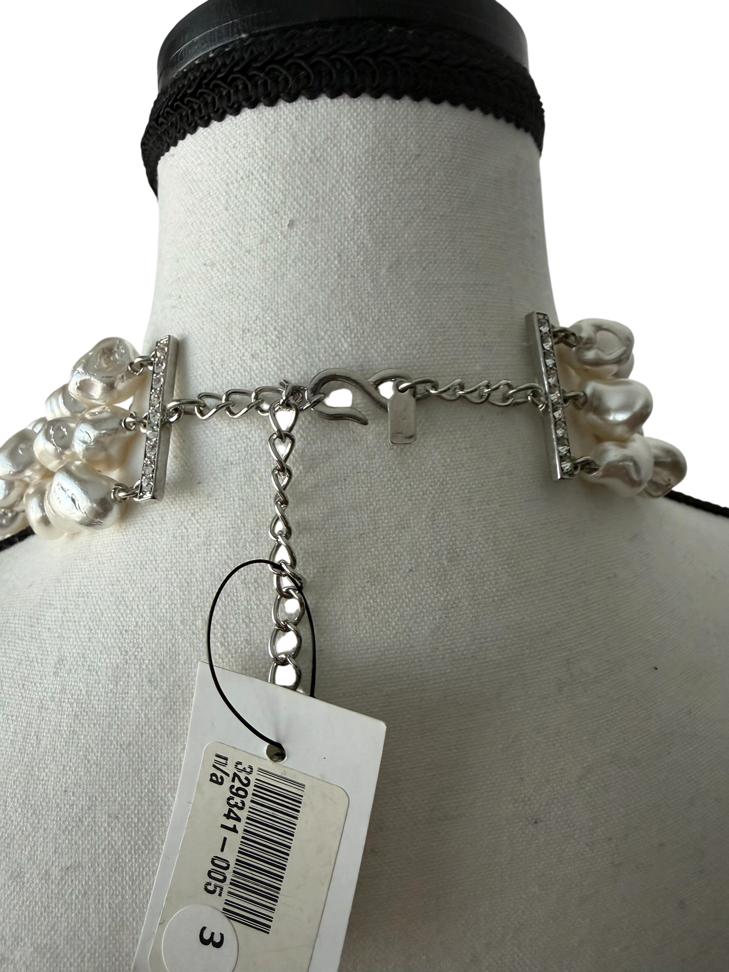 Kenneth Jay Lane Multi-Strand Baroque Pearl Statement Necklace with Crystal Pavé Accents | NWT