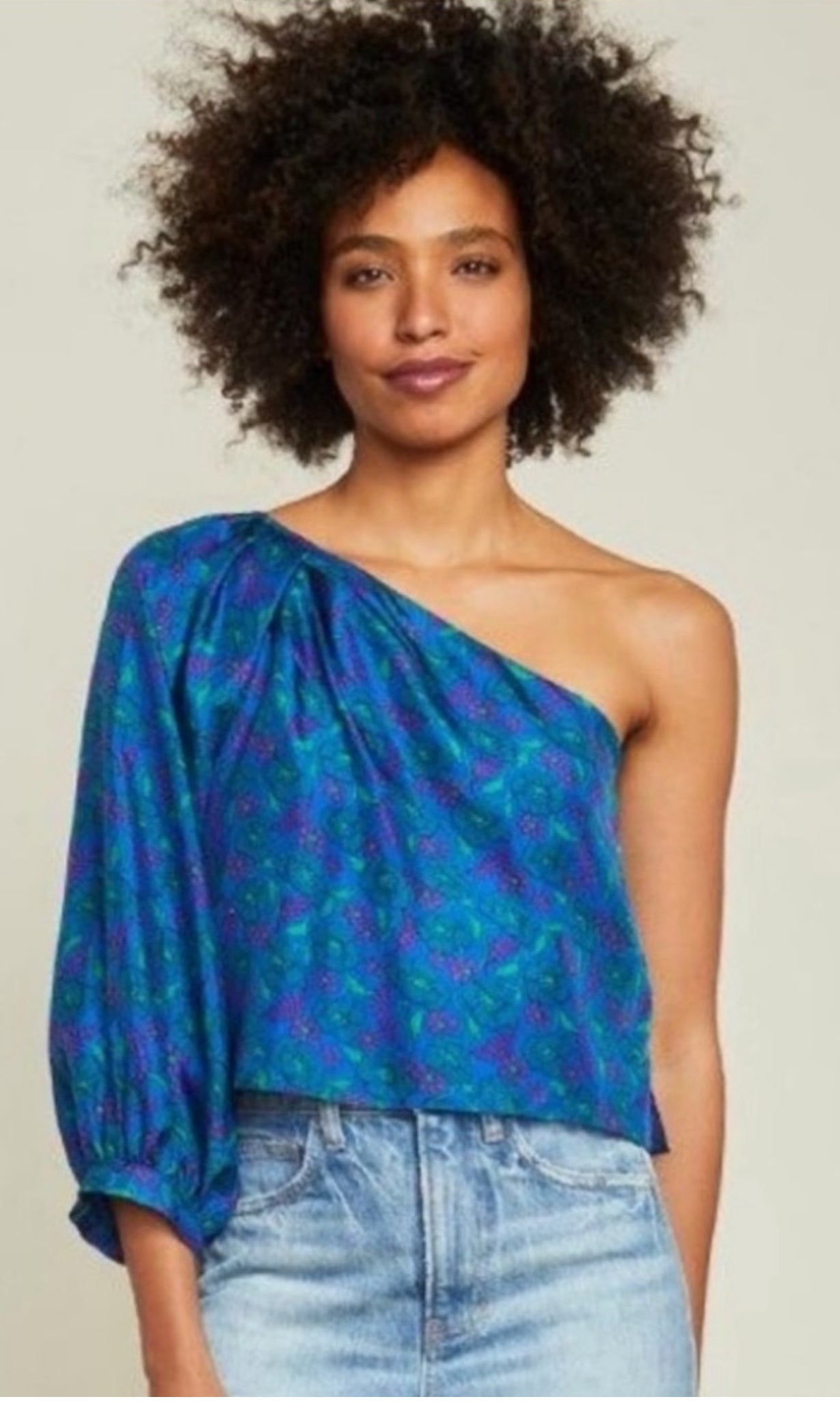 Veronica Beard Lyric One-Shoulder Silk Top (New) - Size: 4