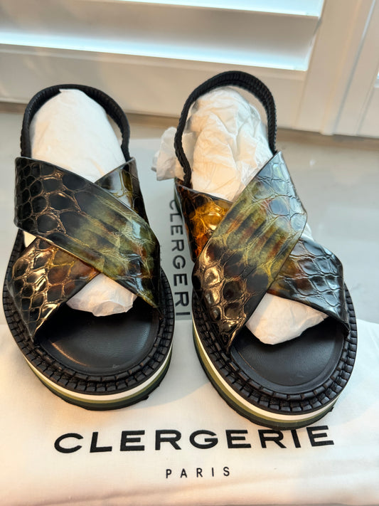 Robert Clergerie -Freedoms V Snake Olivier Nior sandals (New) Size: 7