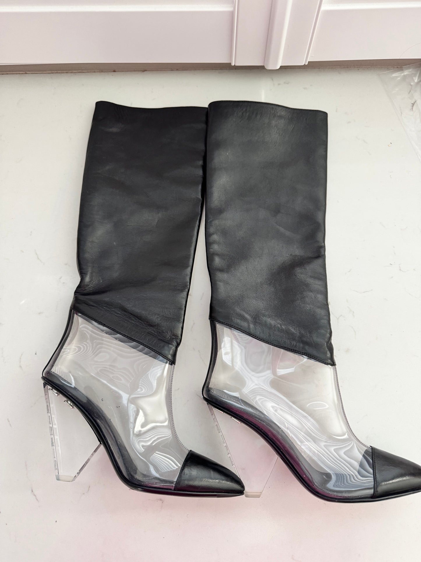 BALMAIN Lisy PVC & Black Boots Size: 38.5 (New)