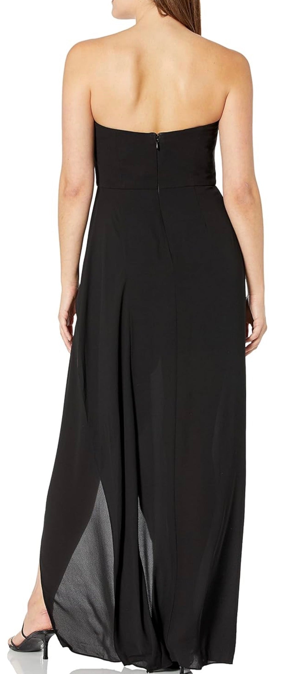 Halston Heritage Black Strapless Ruffle Gown Size: 12 (New)