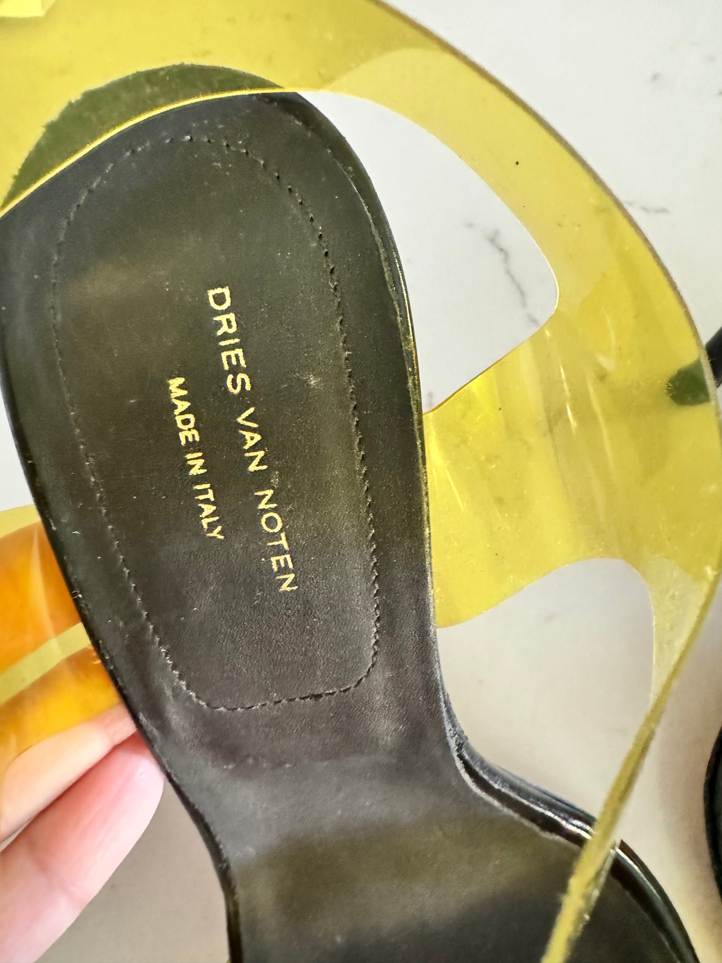 DRIES VAN NOTEN PVC Yellow & Leather Sandal Size: 39.5 (New)