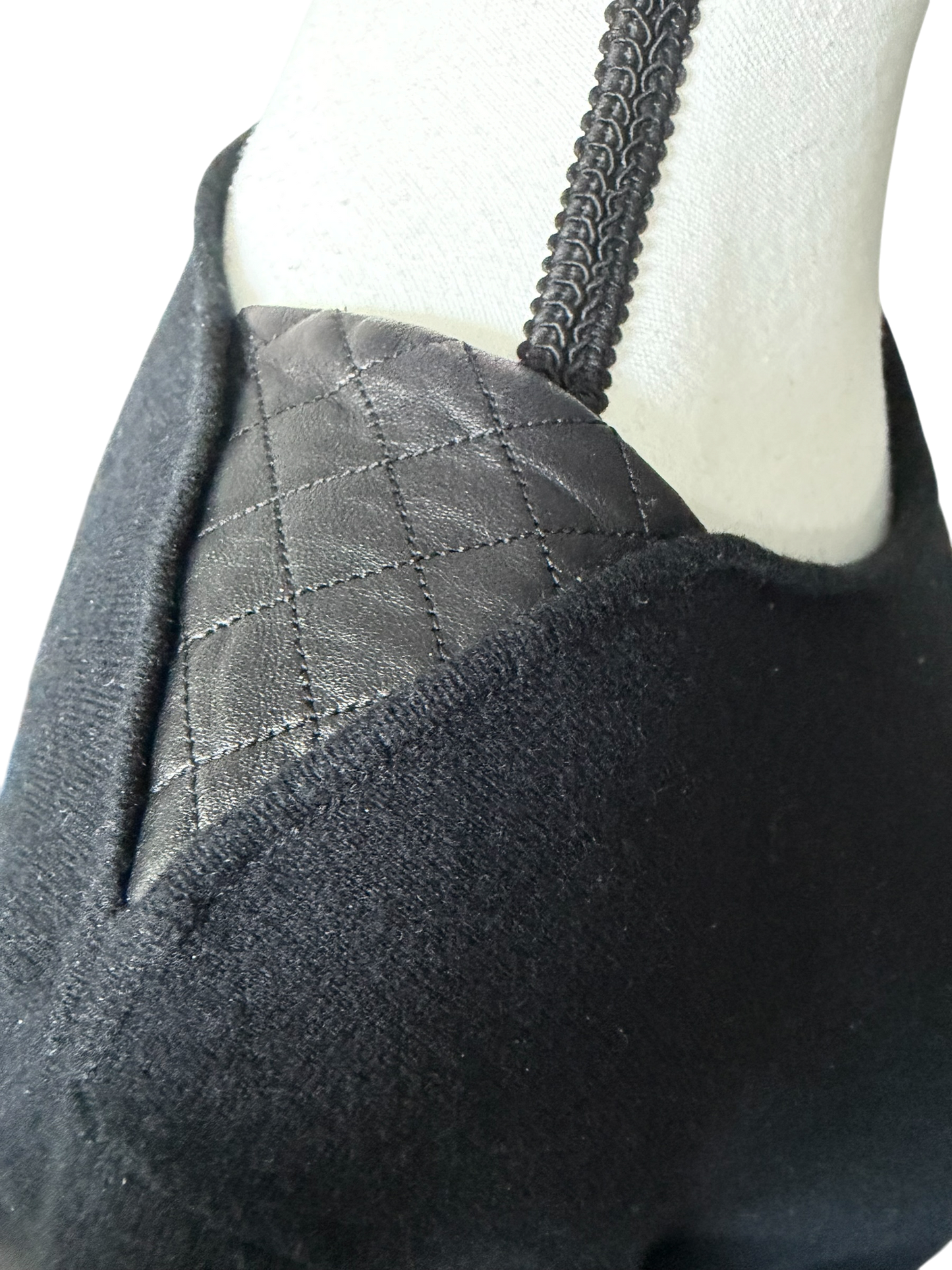 Chanel Vintage 2014 Wool|Cashmere Dress with Quilted Lambskin Leather Trim | Black | FR 40 | US 8