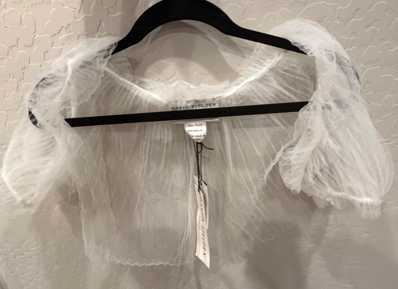 David Fielden ivory bridal tulle shrug wedding topper