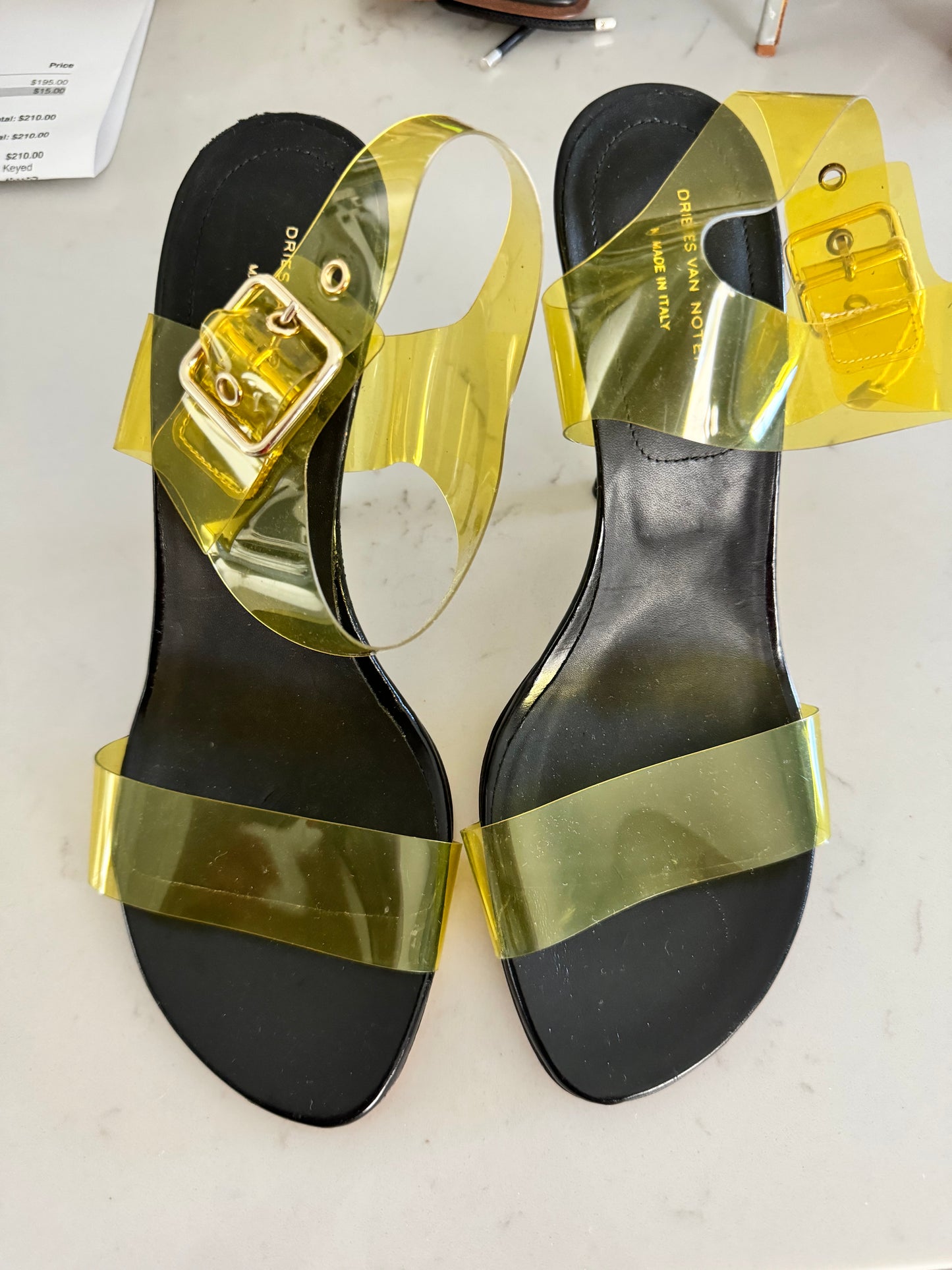 DRIES VAN NOTEN PVC Yellow & Leather Sandal Size: 39.5 (New)