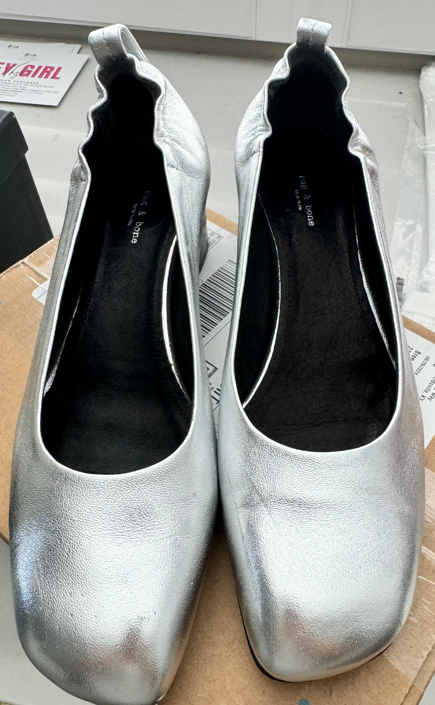 RAG & Bone Eren Silver Block Heel Size: 37.5 (New)