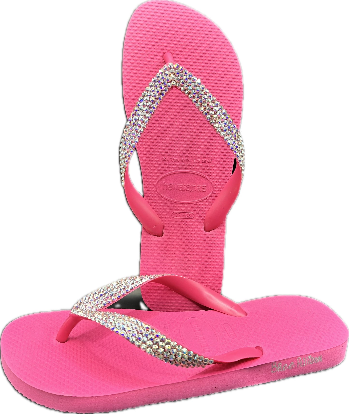 Top Pink Flip Flops | Crystal AB Crystals