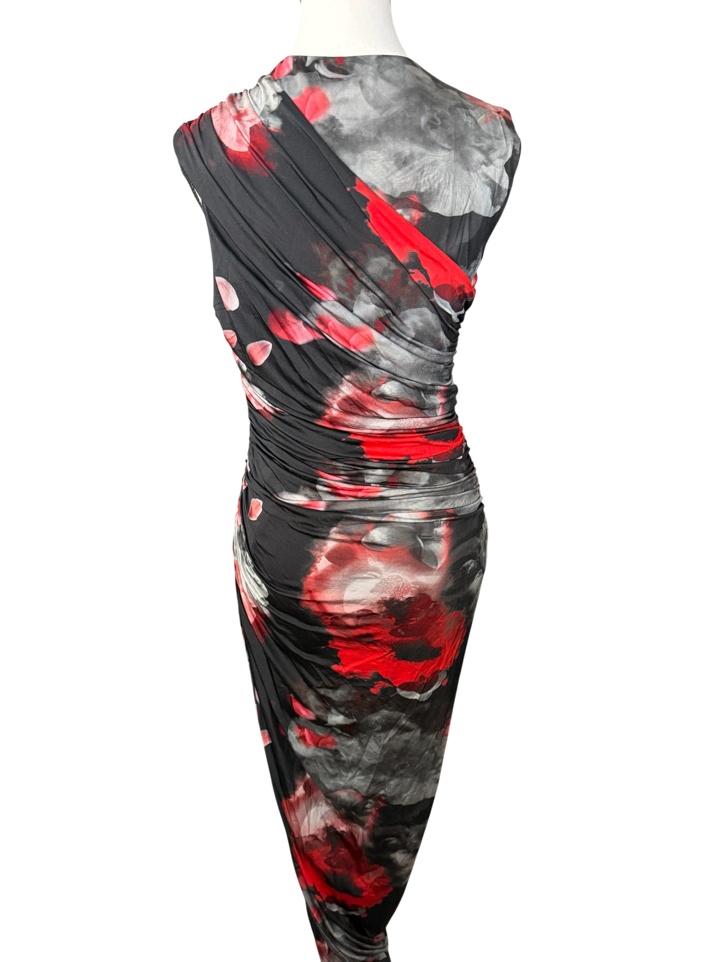 Prabal Gurung Ruched Abstract Floral Midi Dress | Size: Large | NWT