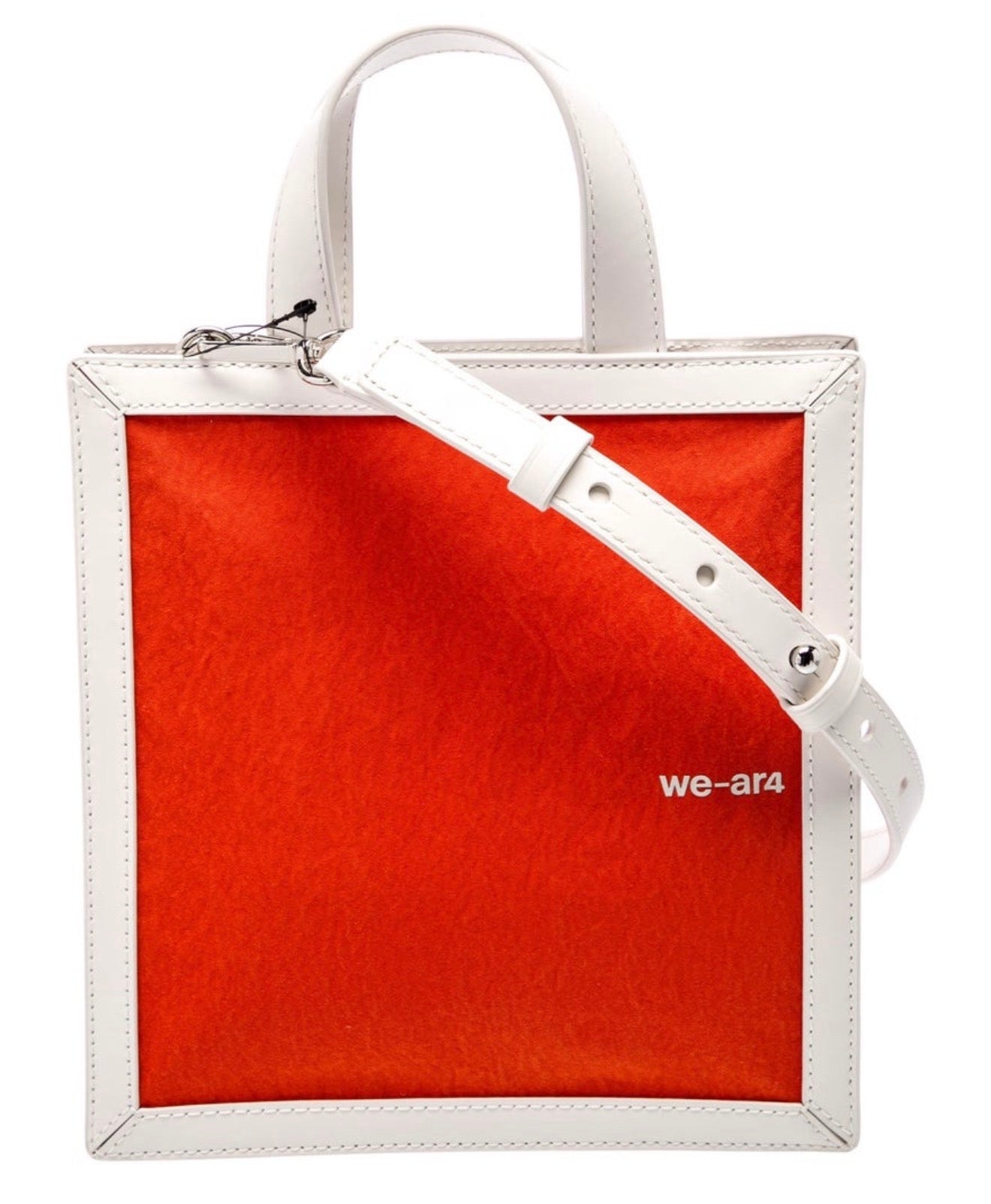 we-ar4 Orange & White Structured Crossbody Tote Bag | Minimalist Luxury Convertible Handbag | New