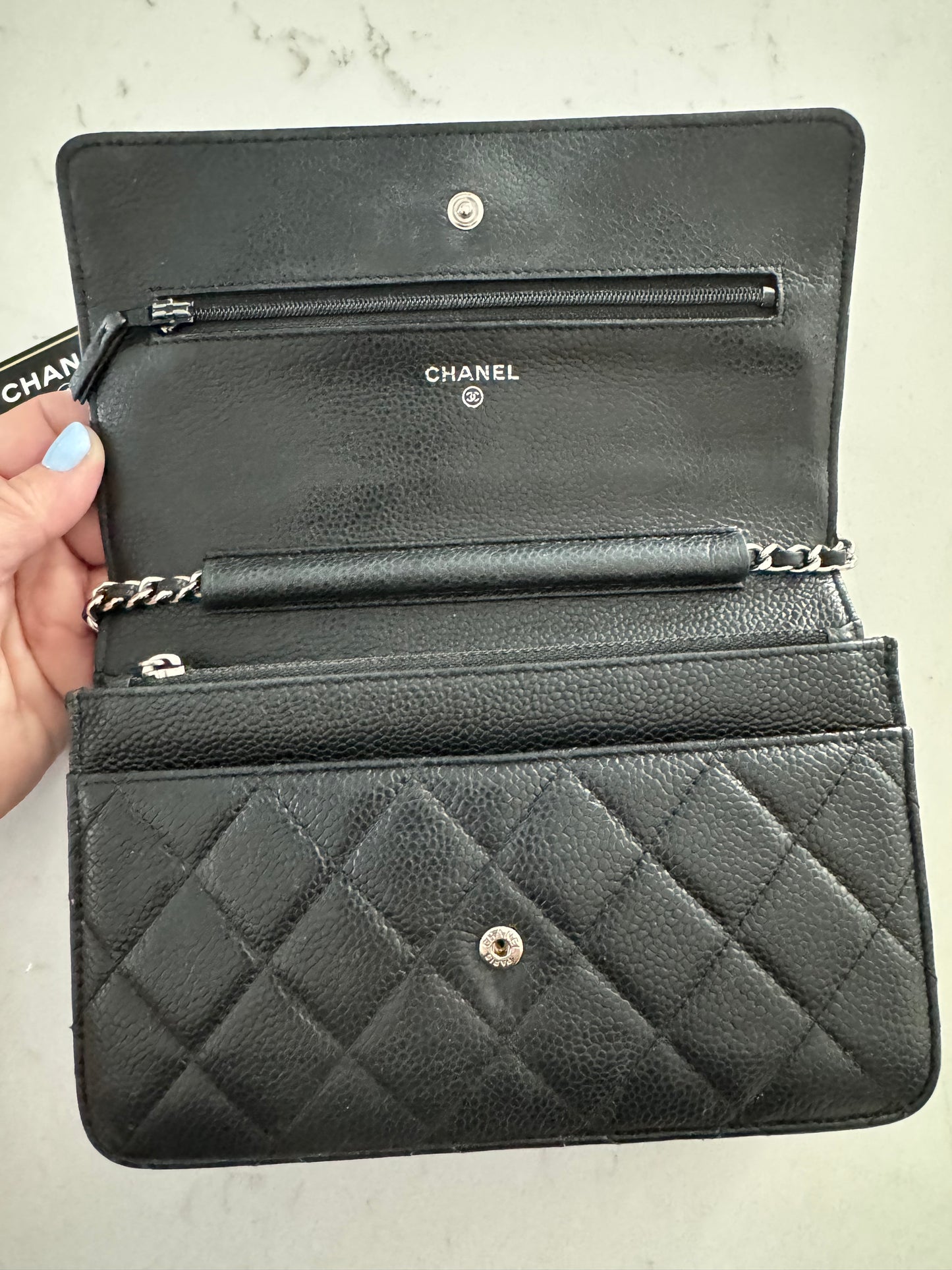 CHANEL Black Caviar Wallet on Chain - WOC (Pre-Loved)