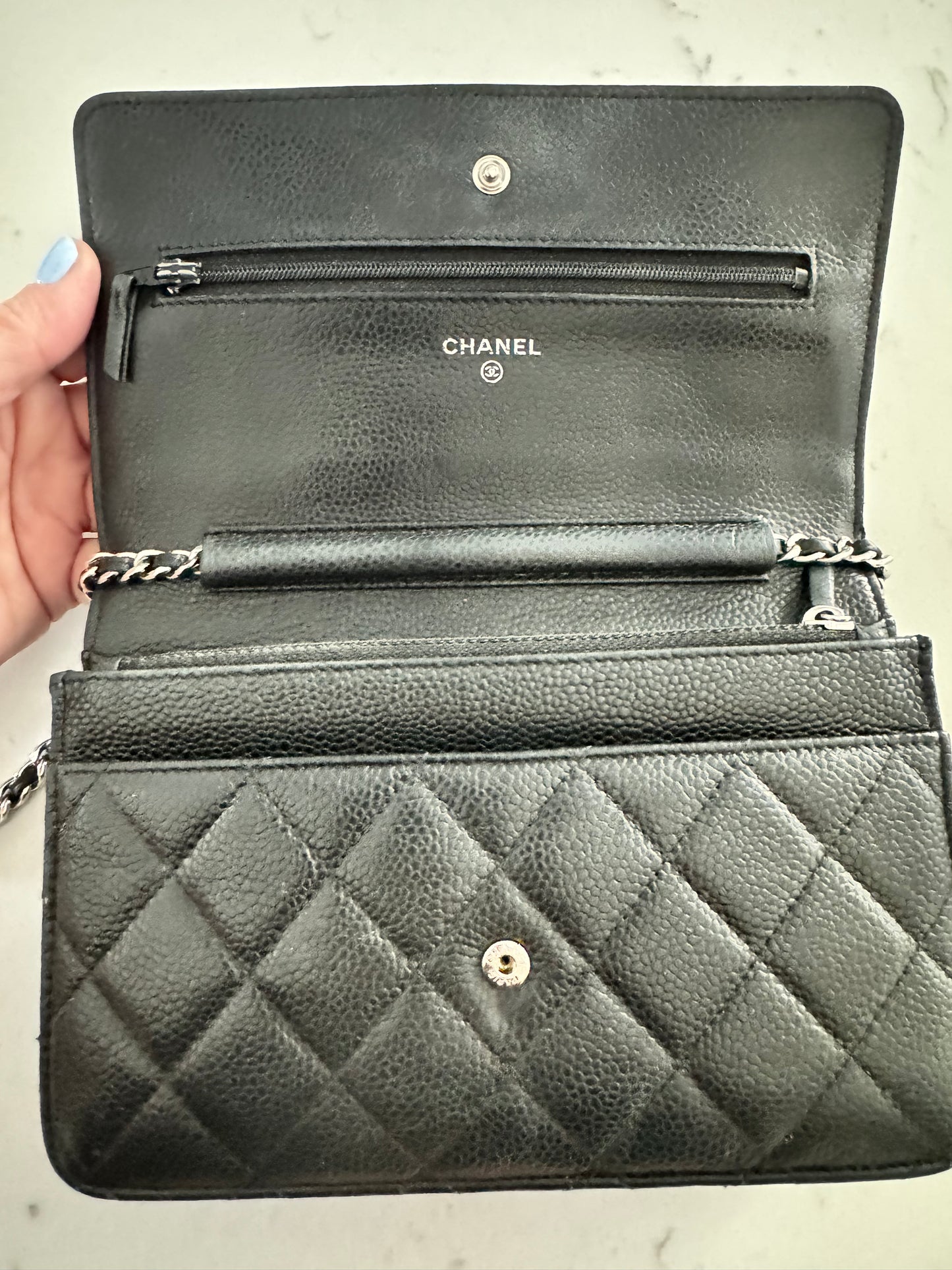 CHANEL Black Caviar Wallet on Chain - WOC (Pre-Loved)