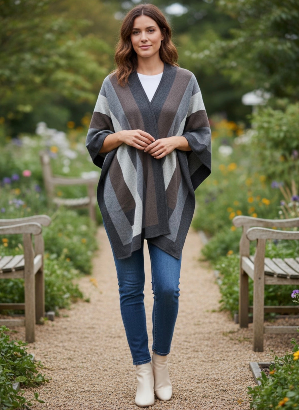 Carlisle Collection Cotton Cashmere Poncho Wrap – One Size