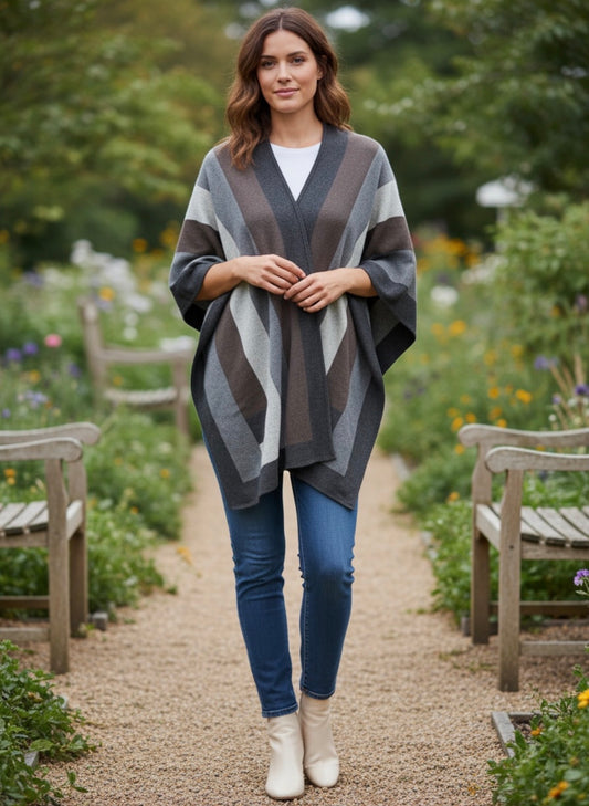 Carlisle Collection Cotton Cashmere Poncho Wrap – One Size