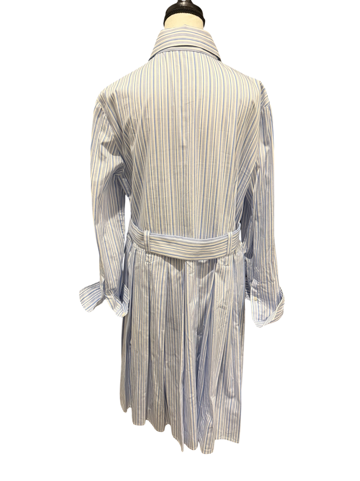 Prada Ruffle-Trimmed Striped Cotton Shirt Dress | IT 48 / US 12