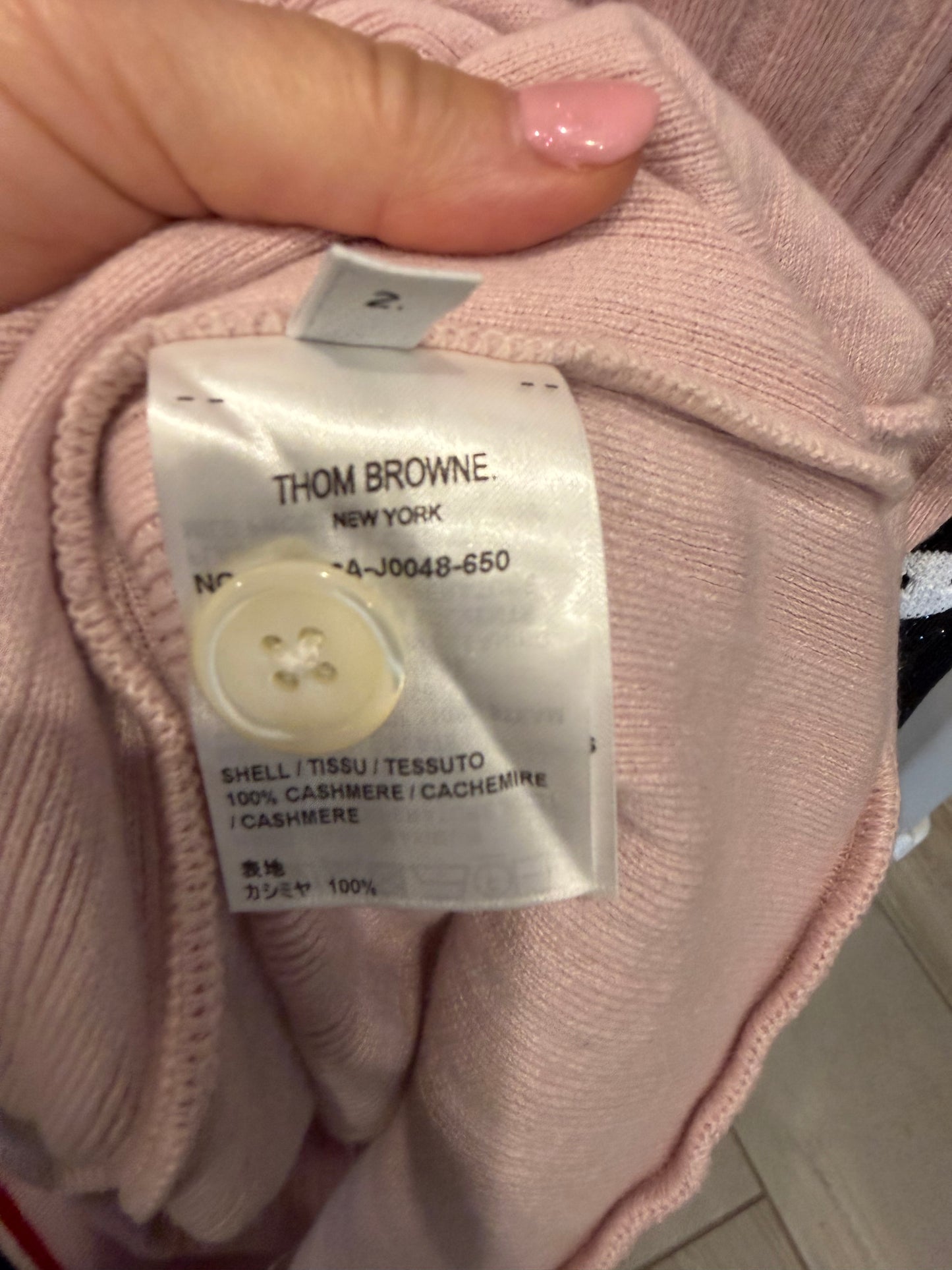 Thom Browne Pink 100% Cashmere Longline Cardigan Size 42 NWT
