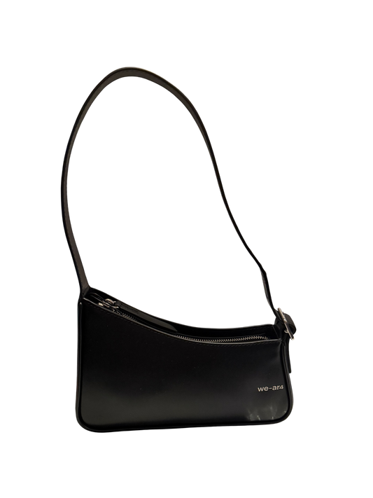 NEW WITH TAGS We-Ar4 Black Leather Shoulder Bag | Minimalist Y2K Baguette Handbag