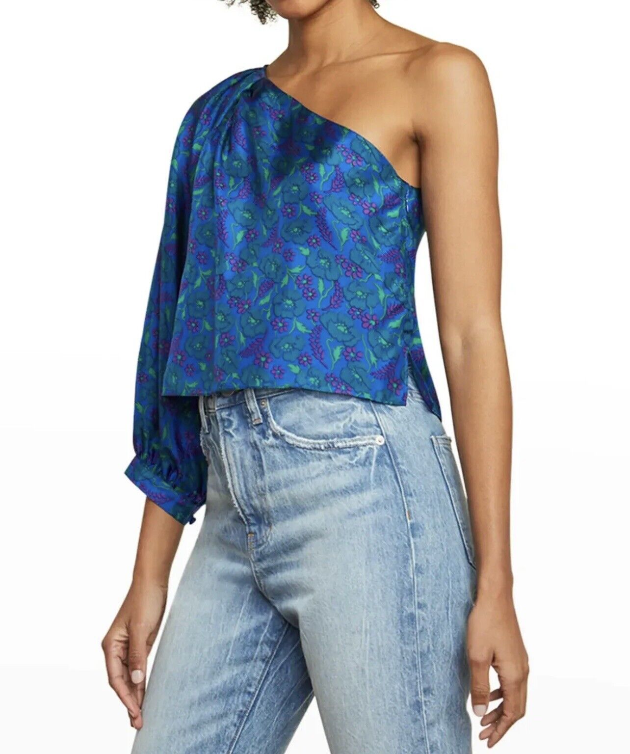 Veronica Beard Lyric One-Shoulder Silk Top (New) - Size: 4