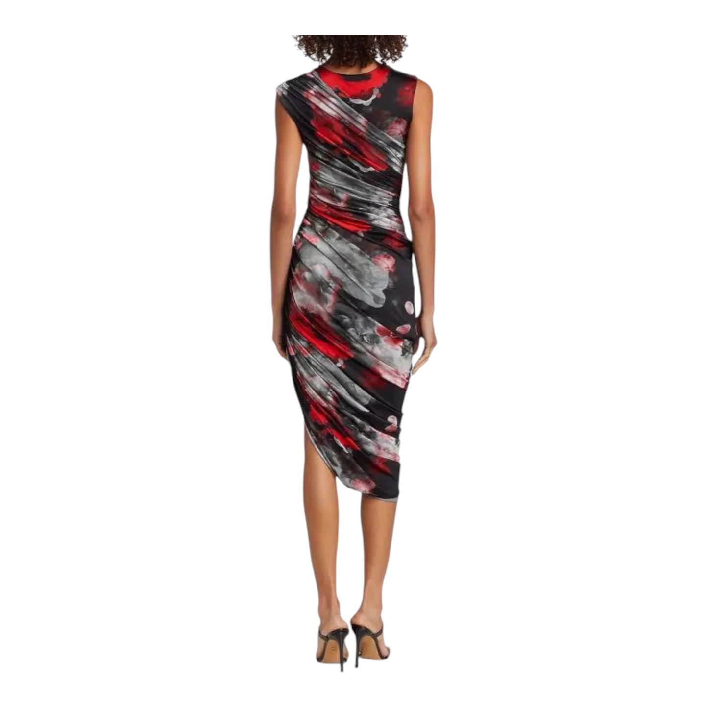 Prabal Gurung Ruched Abstract Floral Midi Dress | Size: Large | NWT