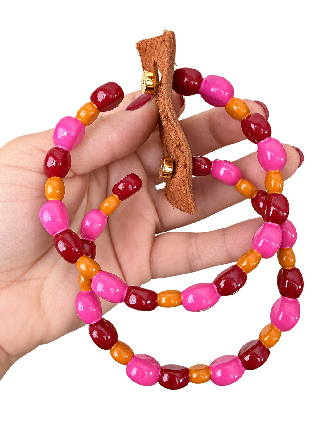 Marni Crystal-Embellished Beaded Hoop Earrings | Pink, Burgundy & Orange | New with Dustbag