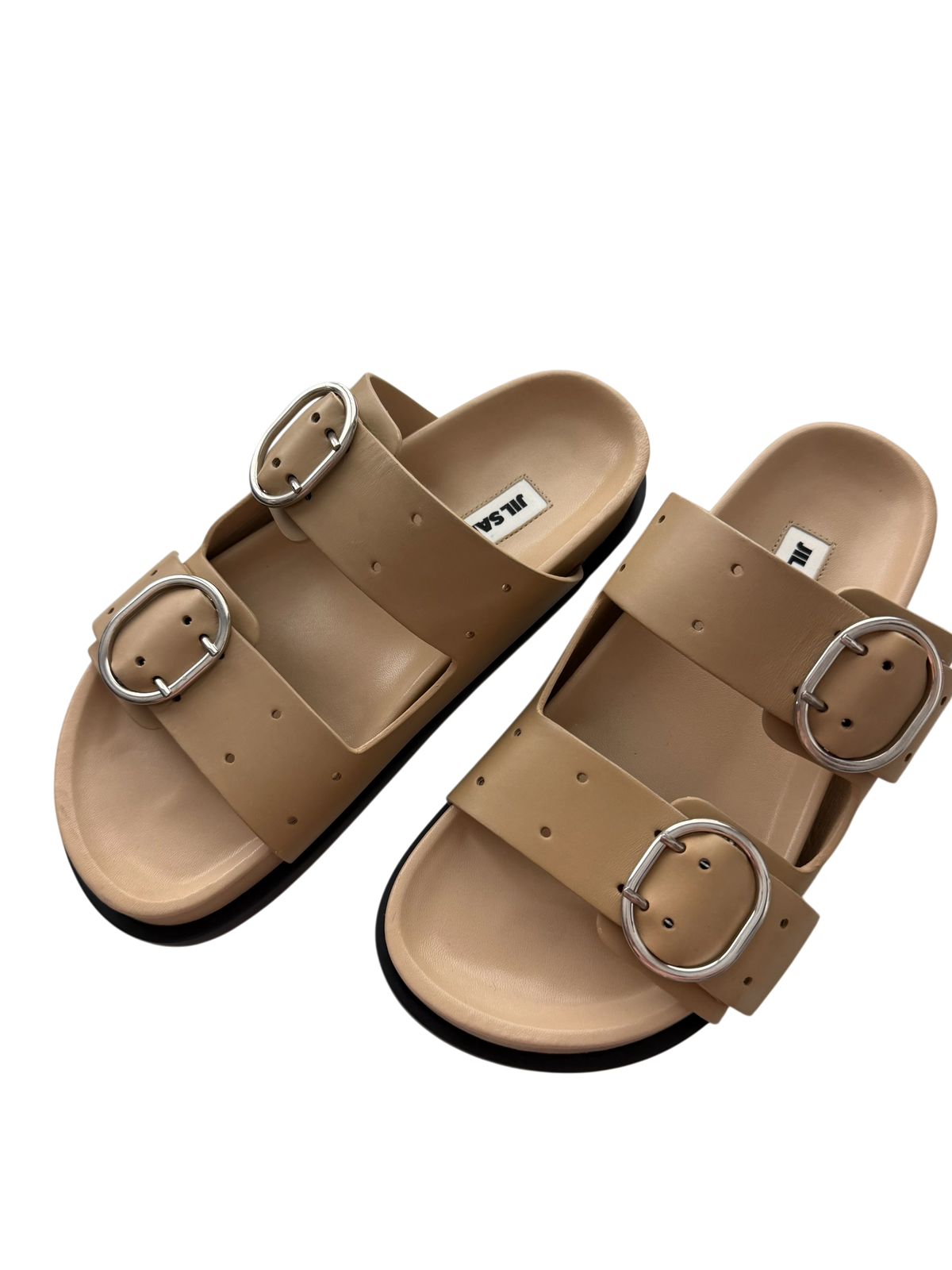 Jil Sander Agnellato Baby Calf Leather Buckle Sandals – Khaki, Size 37