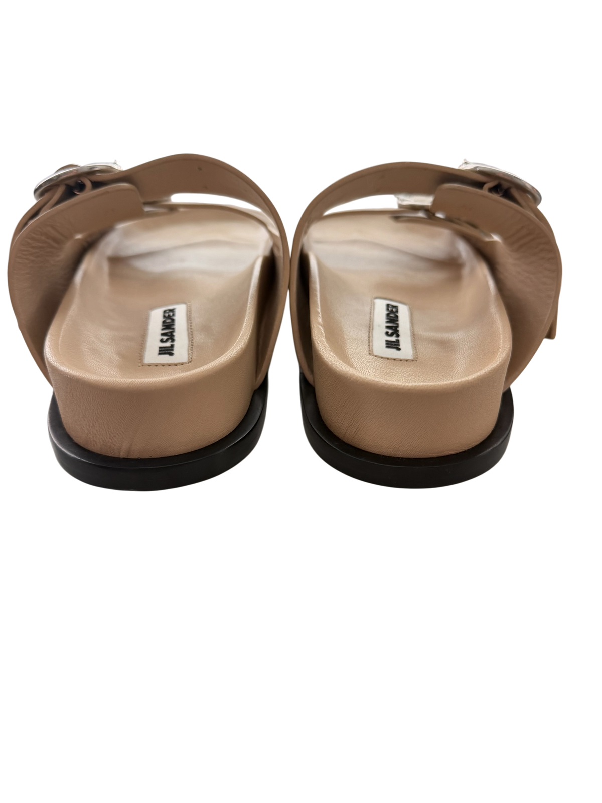 Jil Sander Agnellato Baby Calf Leather Buckle Sandals – Khaki, Size 37