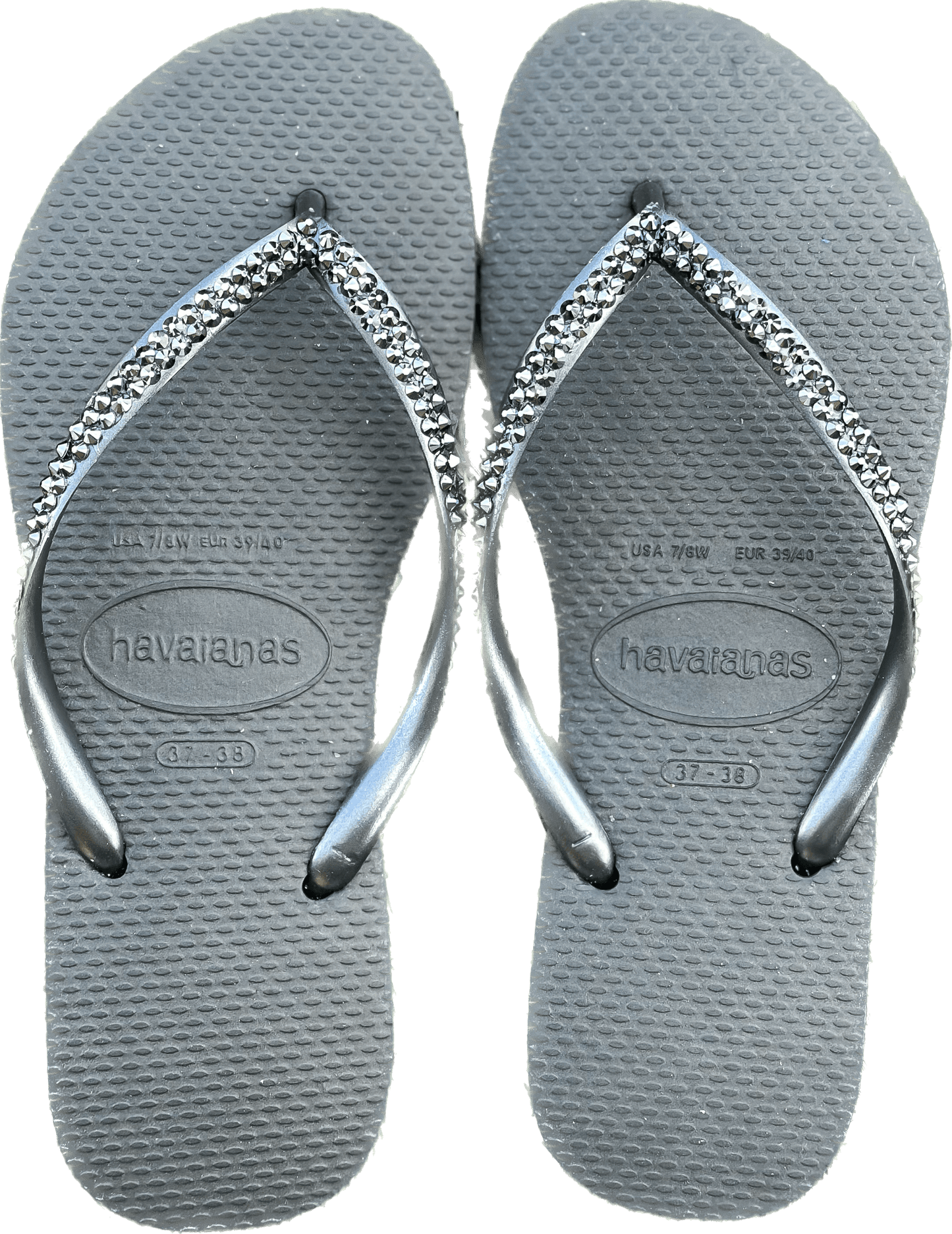 Slim Black Flip Flops | Jet Hematite Crystals