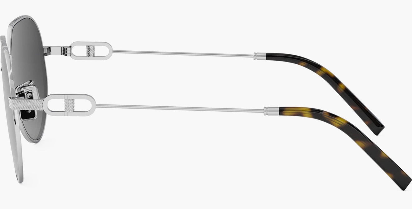 Christian Dior Geometric Aviator Sunglasses – Silver Metal Frame | Grey Gradient Lenses | Tortoise Tips | New in Case