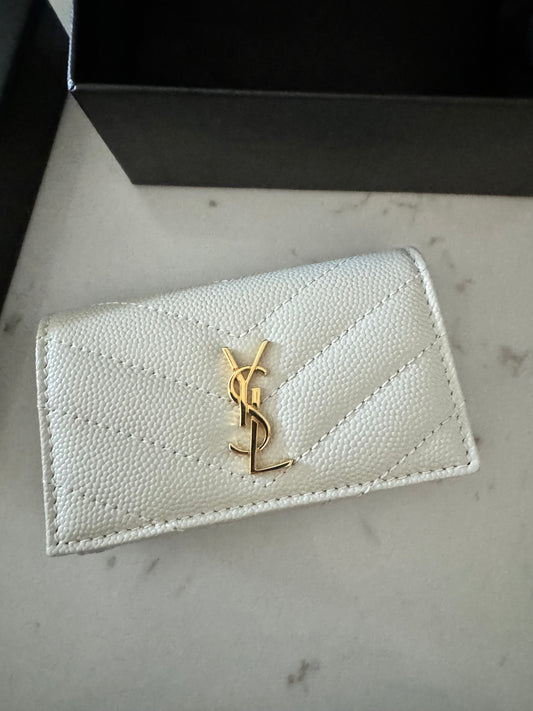 YSL Cassandre Matelasse Slim Key Case in Grain De Pourde Leather (New)