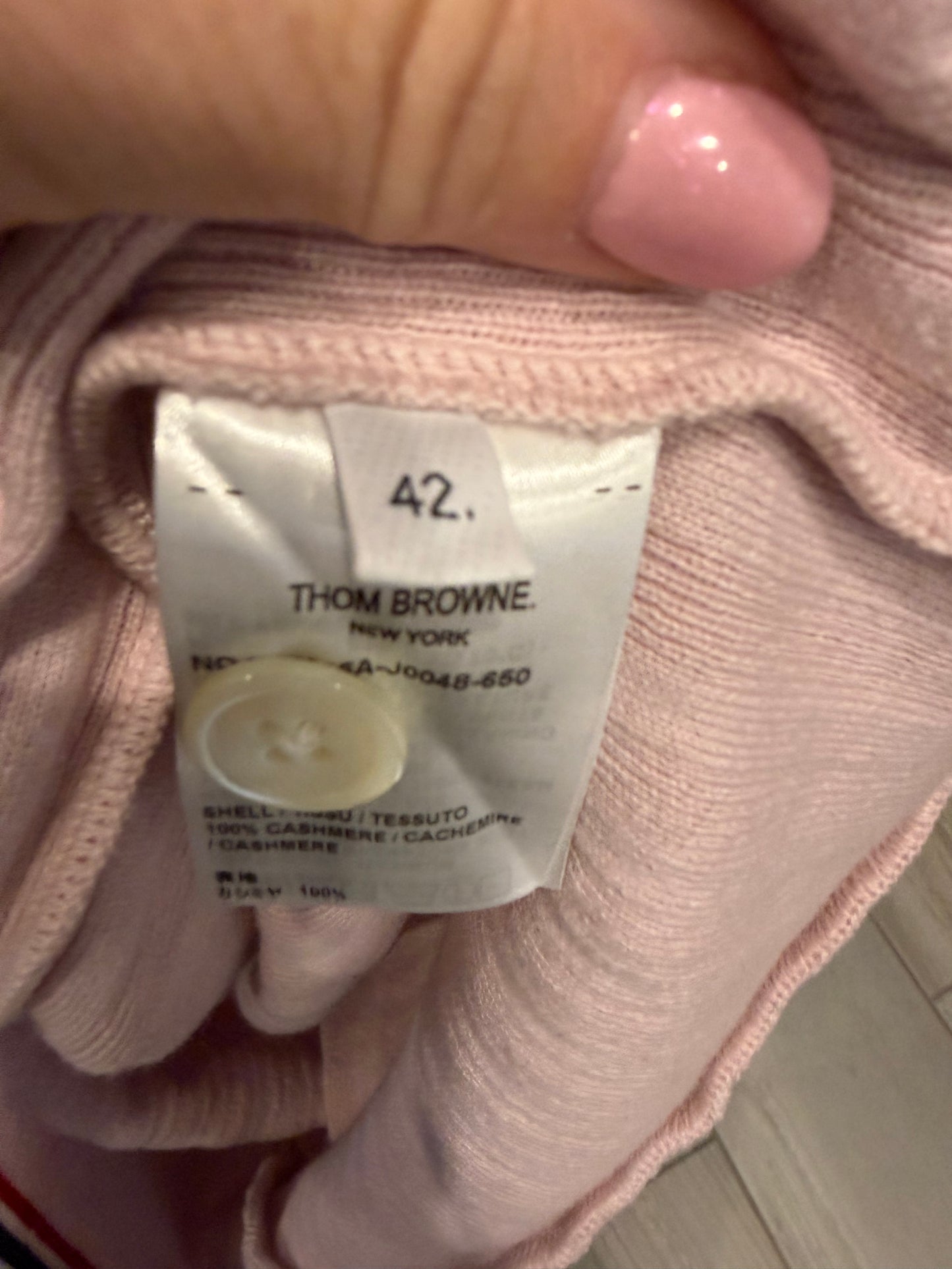 Thom Browne Pink 100% Cashmere Longline Cardigan Size 42 NWT