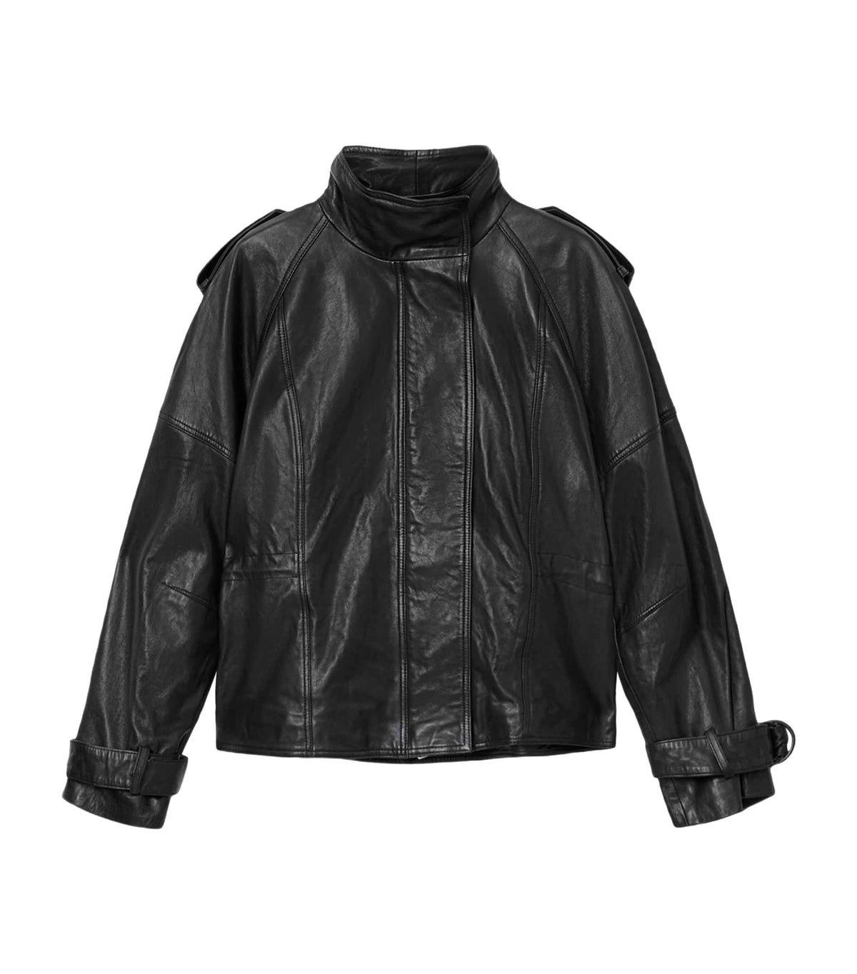 AllSaints Serene Black Lamb Leather Jacket – Large – New With Tags