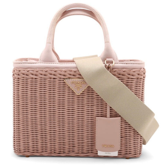 Prada Pink Wicker Tote Bag with Shoulder Strap | Brand New with COA & Prada Card