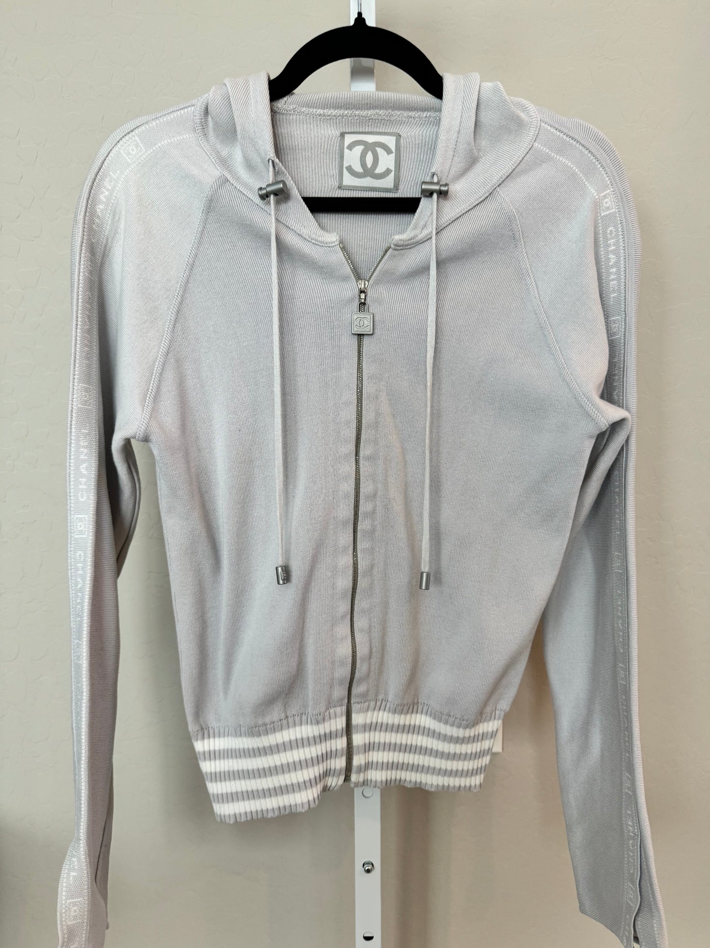 Chanel 04P Sport Line Gray Zip Up Hoodie - Size: 34