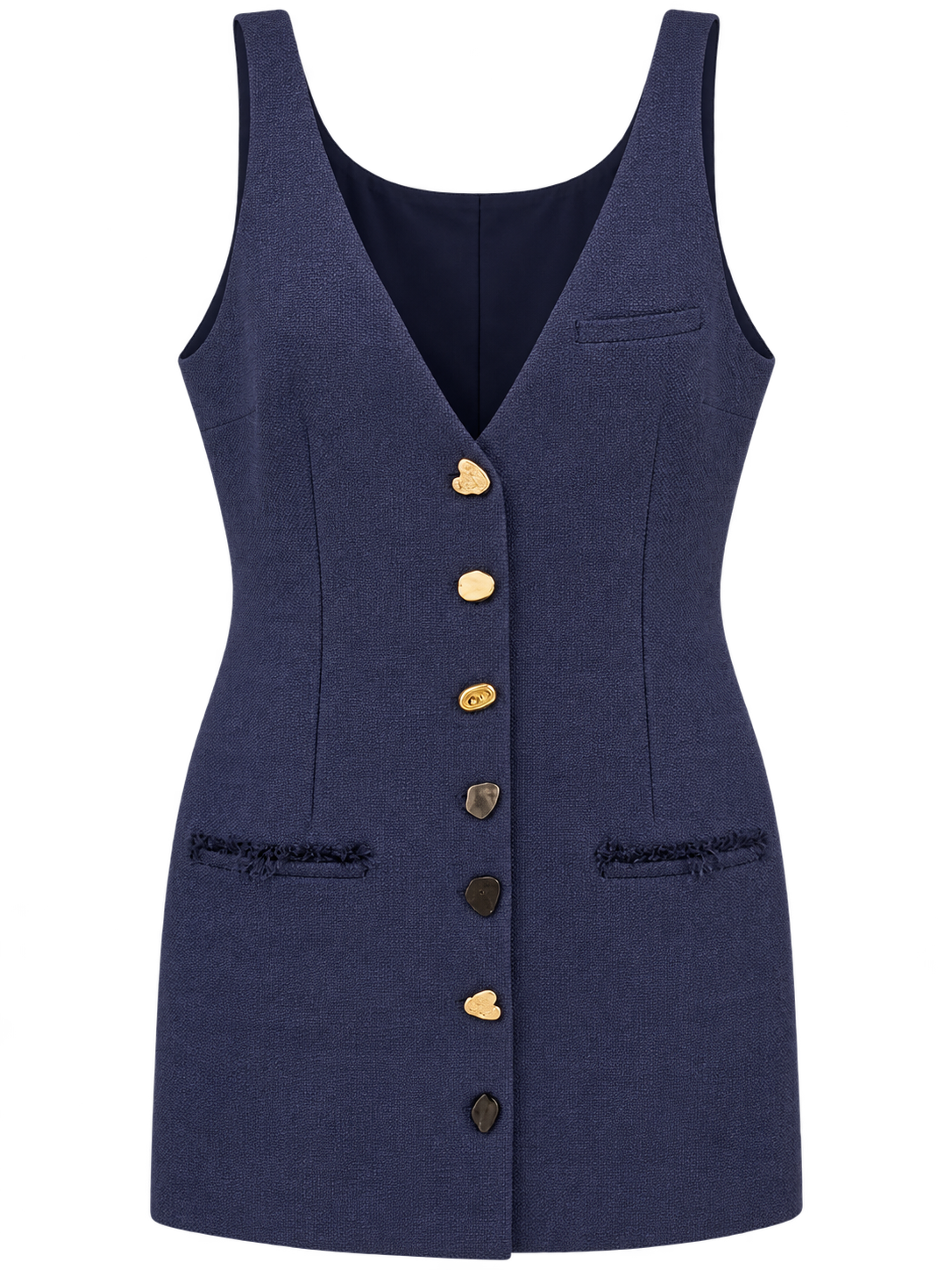 STAUD Navy Button-Front Mini Dress | Size 16