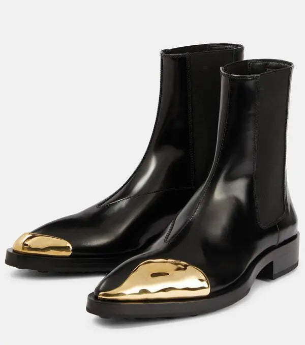 Jil Sander Runway Gold Toe Leather Chelsea Boots – Black, Size 36
