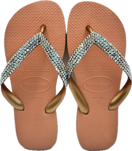 Top Rose Nude Flip Flops | Light Co Topaz Crystals