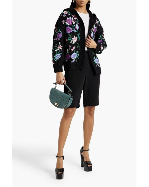 Valentino Floral-Embroidered Hooded Cardigan (New) Size: M