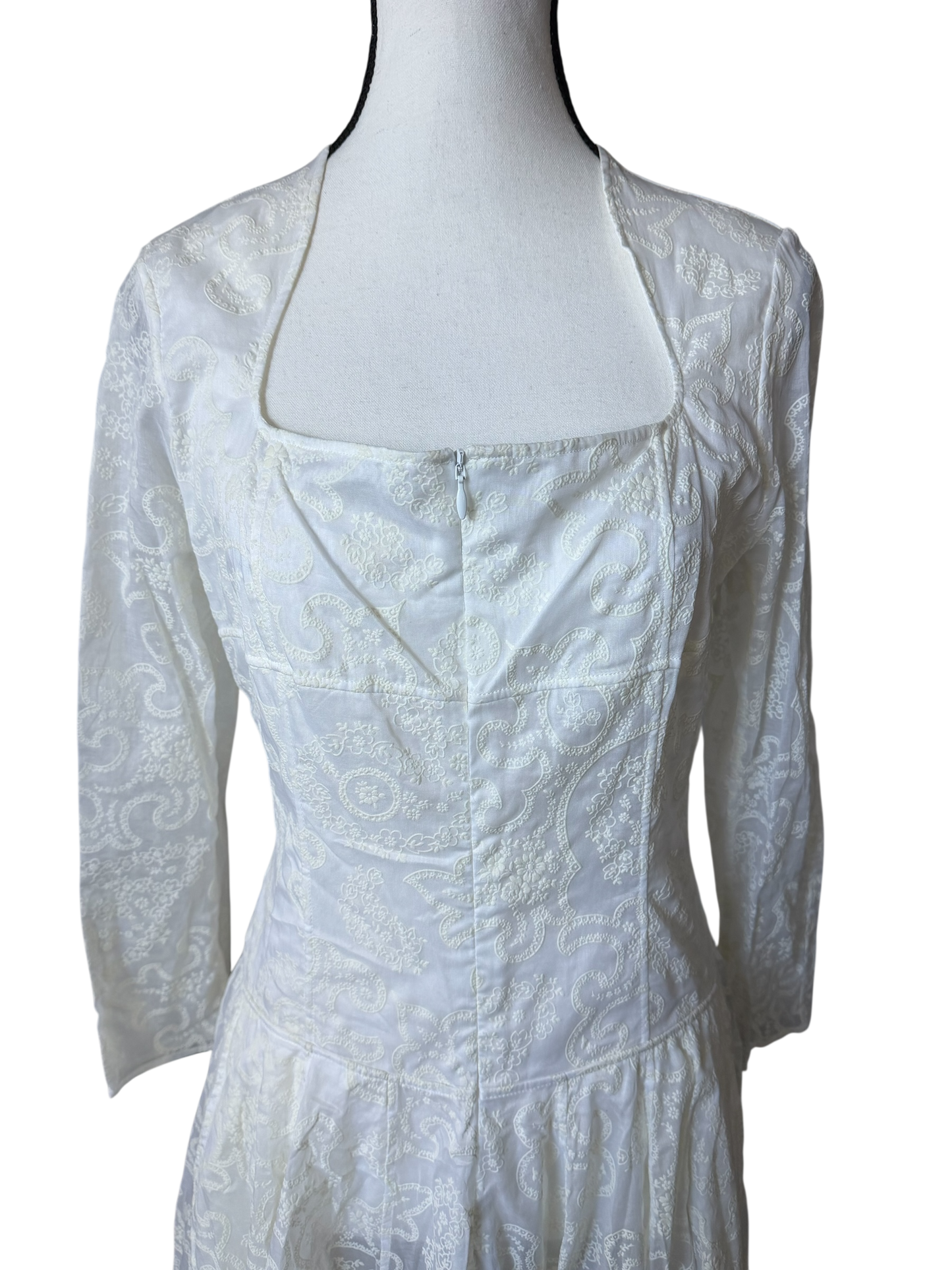 Alaïa White Embroidered Voile Paisley Maxi Dress IT 42 (US 6–8) NWT – Made in Italy