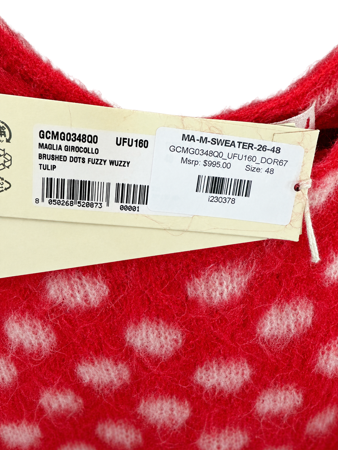 Marni Fuzzy Wuzzy Mohair Sweater Red Polka Dot Sleeveless Knit – Size 48/US 12 | NWT