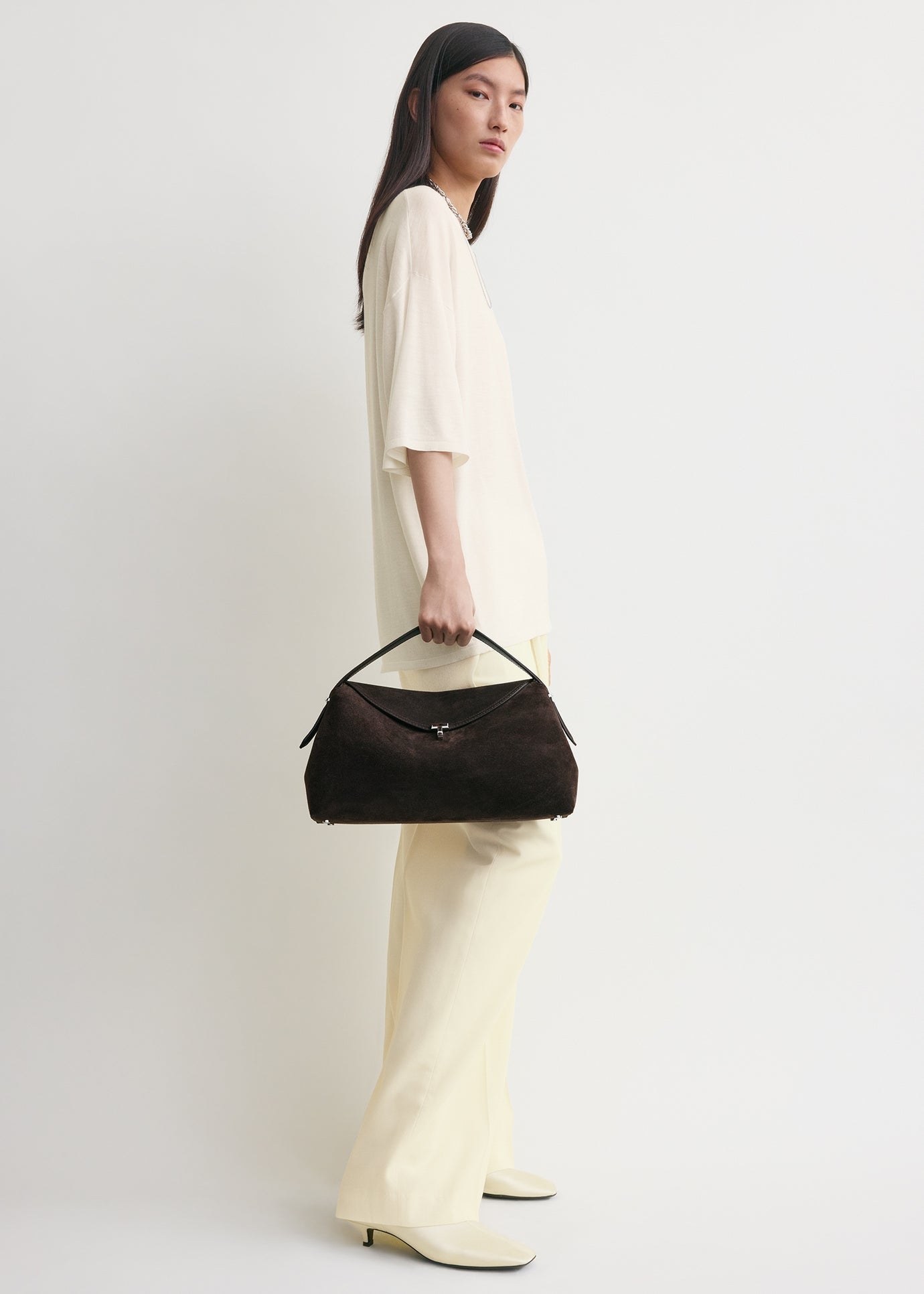TOTEME T-Lock Suede Top Handle Bag Black NWT