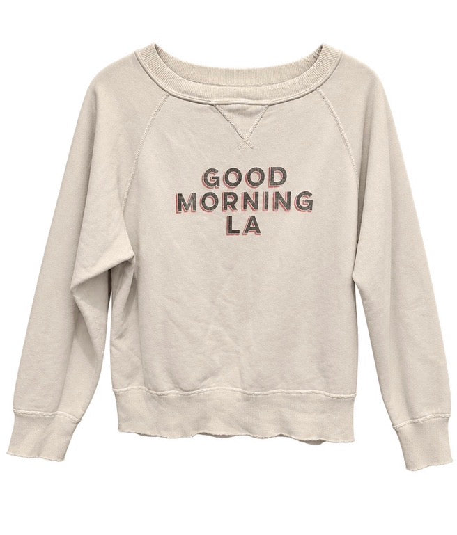 Nili Lotan Good Morning LA Graphic Sweatshirt | Cream | Size: Large | $298