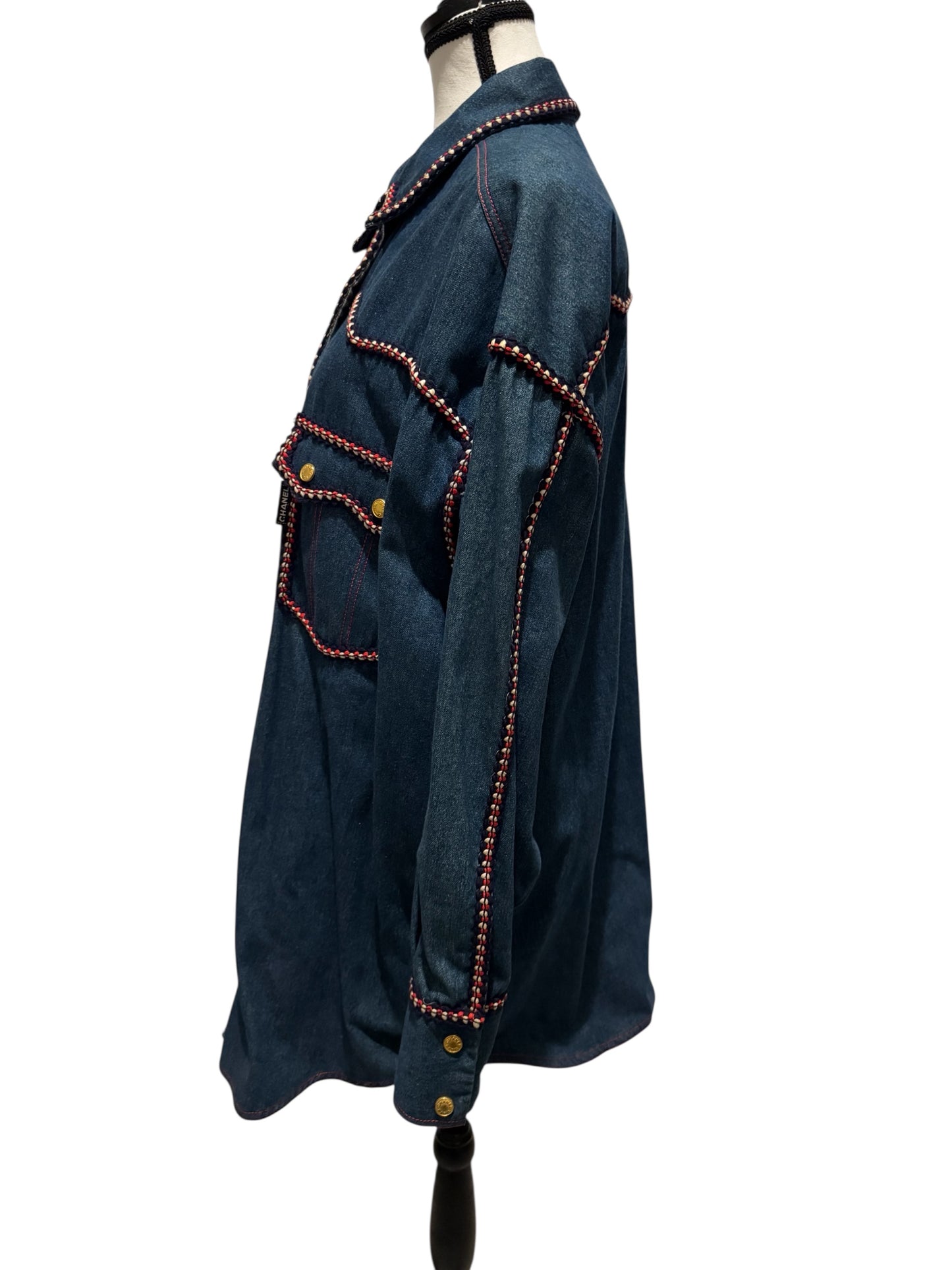 CHANEL Iconic Vintage Early 90’s Denim Shirt Size: 42