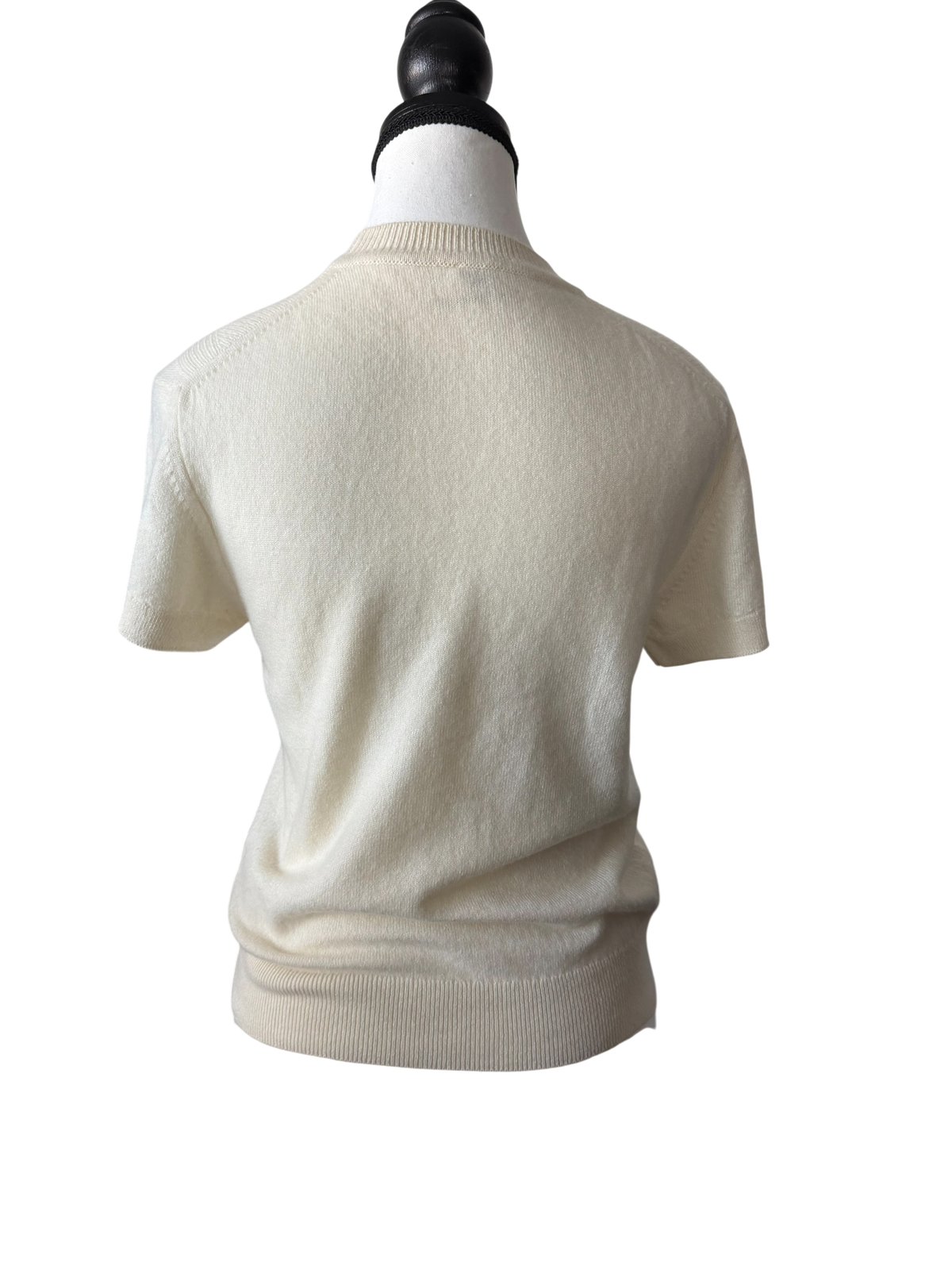 Hermès Cream Cashmere Short Sleeve Sweater – Size 36 / US 4 – COA Included