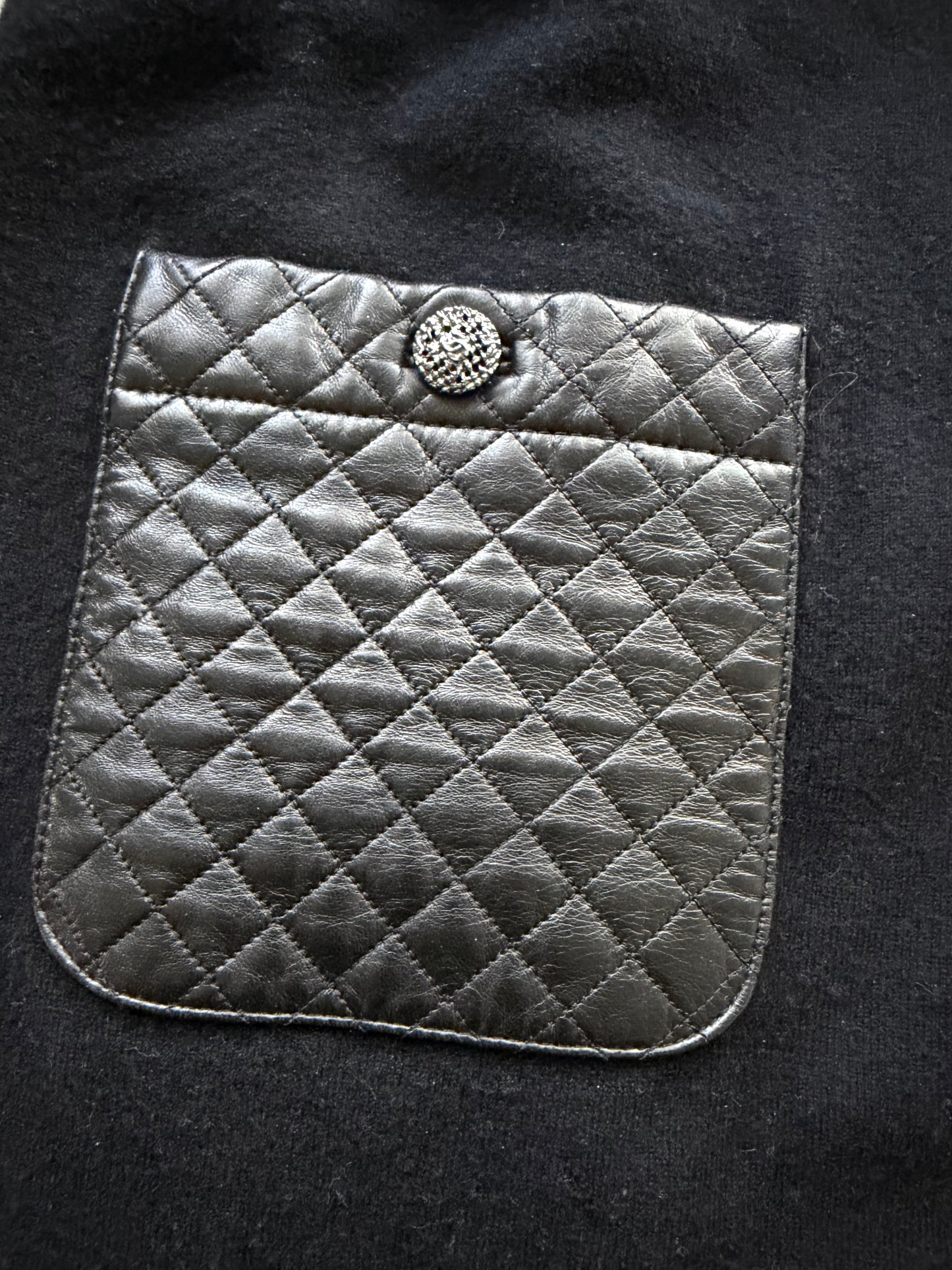 Chanel Vintage 2014 Wool|Cashmere Dress with Quilted Lambskin Leather Trim | Black | FR 40 | US 8
